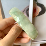 53.5 mm A-Grade Natural Green Jadeite Modern Round Bangle No.151951