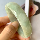 53.5 mm A-Grade Natural Green Jadeite Modern Round Bangle No.151951