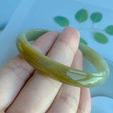 49.6mm A-Grade Jadeite Yellow And Green Modern Oval Bangle No.330004