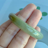 49.6mm A-Grade Jadeite Yellow And Green Modern Oval Bangle No.330004