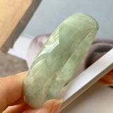 53.5 mm A-Grade Natural Green Jadeite Modern Round Bangle No.151951