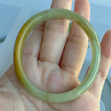 49.6mm A-Grade Jadeite Yellow And Green Modern Oval Bangle No.330004