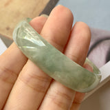 53.5 mm A-Grade Natural Green Jadeite Modern Round Bangle No.151951