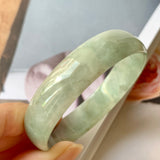 53.5 mm A-Grade Natural Green Jadeite Modern Round Bangle No.151951