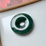 A-Grade Natural Dark Green Jadeite Donut Pendant No.220571