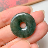 A-Grade Natural Dark Green Jadeite Donut Pendant No.220571