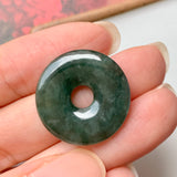 A-Grade Natural Dark Green Jadeite Donut Pendant No.220571