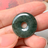 A-Grade Natural Dark Green Jadeite Donut Pendant No.220571