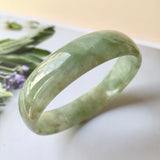 53.3mm A-Grade Natural Green Jadeite Modern Round Bangle No.151953