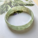 53.3mm A-Grade Natural Green Jadeite Modern Round Bangle No.151953