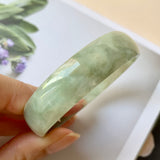 53.3mm A-Grade Natural Green Jadeite Modern Round Bangle No.151953