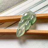 Icy A-Grade Natural Green Jadeite Leaf Pendant No.171448
