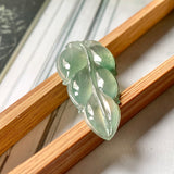 Icy A-Grade Natural Green Jadeite Leaf Pendant No.171448