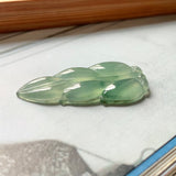 Icy A-Grade Natural Green Jadeite Leaf Pendant No.171448