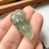 Icy A-Grade Natural Green Jadeite Leaf Pendant No.171448