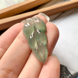 Icy A-Grade Natural Green Jadeite Leaf Pendant No.171448