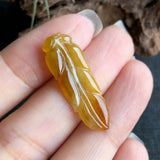 A-Grade Type A Natural Yellow Jadeite Jade Leaf Pendant No.170586
