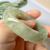 53.3mm A-Grade Natural Green Jadeite Modern Round Bangle No.151953