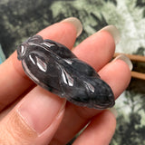 SOLD OUT: A-Grade Natural Black Jadeite Leaf Pendant No.220140