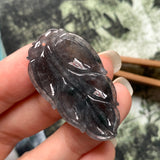 SOLD OUT: A-Grade Natural Black Jadeite Leaf Pendant No.220140
