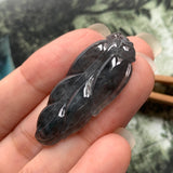 SOLD OUT: A-Grade Natural Black Jadeite Leaf Pendant No.220140