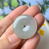 A-Grade Natural Faint Green Jadeite Donut Pendant No.220572