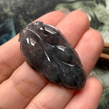 SOLD OUT: A-Grade Natural Black Jadeite Leaf Pendant No.220140