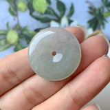 A-Grade Natural Faint Green Jadeite Donut Pendant No.220572