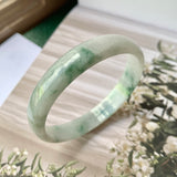 55.2 mm A-Grade Natural Floral Jadeite Modern Round Bangle No.151765