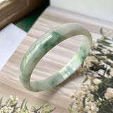 55.2 mm A-Grade Natural Floral Jadeite Modern Round Bangle No.151765