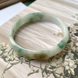 55.2 mm A-Grade Natural Floral Jadeite Modern Round Bangle No.151765