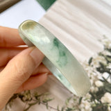 55.2 mm A-Grade Natural Floral Jadeite Modern Round Bangle No.151765