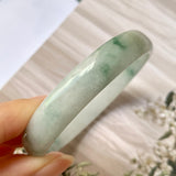 55.2 mm A-Grade Natural Floral Jadeite Modern Round Bangle No.151765