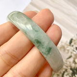 55.2 mm A-Grade Natural Floral Jadeite Modern Round Bangle No.151765