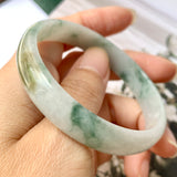 55.2 mm A-Grade Natural Floral Jadeite Modern Round Bangle No.151765