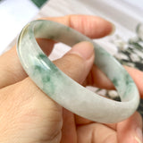 55.2 mm A-Grade Natural Floral Jadeite Modern Round Bangle No.151765