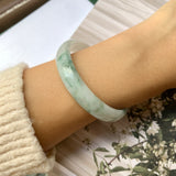 55.2 mm A-Grade Natural Floral Jadeite Modern Round Bangle No.151765