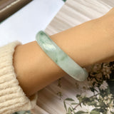 55.2 mm A-Grade Natural Floral Jadeite Modern Round Bangle No.151765