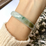 55.2 mm A-Grade Natural Floral Jadeite Modern Round Bangle No.151765