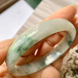 55.2 mm A-Grade Natural Floral Jadeite Modern Round Bangle No.151765