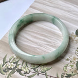53mm A-Grade Natural Floral Jadeite Modern Round Bangle No.151766