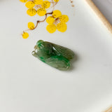 A-Grade Natural Green & Yellow Jadeite Cicada Pendant No.220246