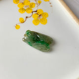 A-Grade Natural Green & Yellow Jadeite Cicada Pendant No.220246