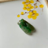 A-Grade Natural Green & Yellow Jadeite Cicada Pendant No.220246