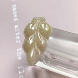 A-Grade Natural Yellow Lavender Jadeite Leaf Pendant No.220265