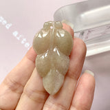 A-Grade Natural Yellow Lavender Jadeite Leaf Pendant No.220265