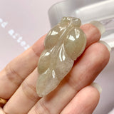 A-Grade Natural Yellow Lavender Jadeite Leaf Pendant No.220265