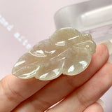 A-Grade Natural Yellow Lavender Jadeite Leaf Pendant No.220265