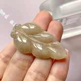 A-Grade Natural Yellow Lavender Jadeite Leaf Pendant No.220265