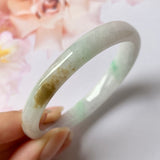 53.9mm A-Grade Natural Tri-Colour Jadeite Modern Round Bangle No.151824